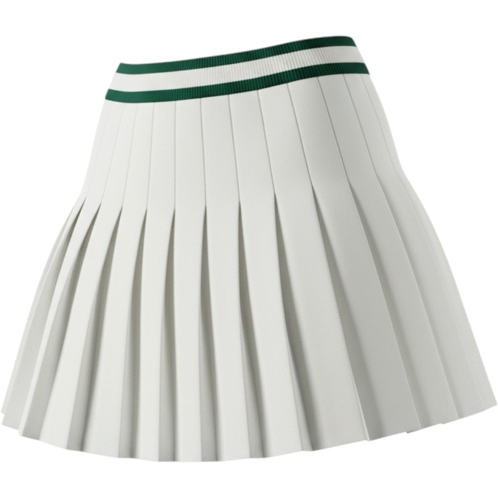Cider White Knit Pleated Tennis Mini Skirt Green Trim Size M